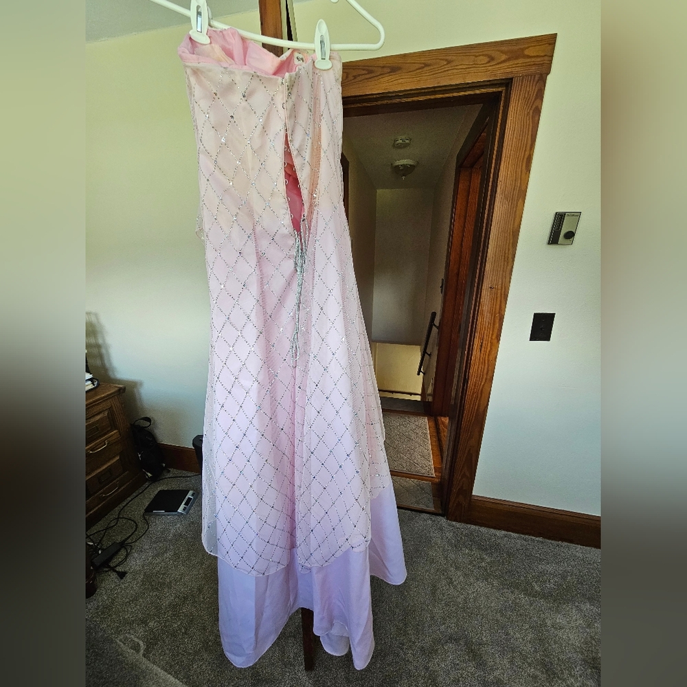 Unbranded Unsized Strapless Light Pink Maxi Prom Dress with Cequins on Mesh - Picture 6 of 12